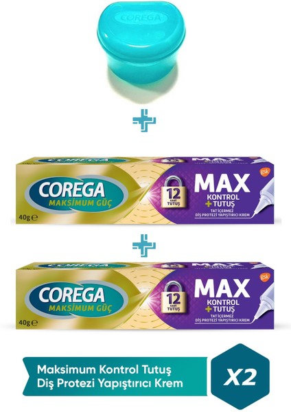 Maksimum Kontrol Protez Yapıştırıcı Krem 40 gr 2 Adet + Protez Diş Saklama Kutusu
