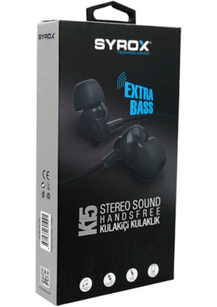 Syrx K15 Exstraa Bass Stereo Sound Kulakiçi Kulaklık