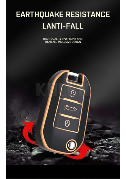 Citroen Peugeot Anahtar Kılıfı Siyah Gold Detaylı Tpu Anahtar Kılıfı Citroen Peugeot Keychain indirimleri
