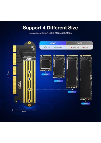 M.2 Nvme SSD Ngff To Pcie 4.0 (64GBPS) X16 M Key Kart Çevirici Soğutuculu Genişletme Kartı modelleri