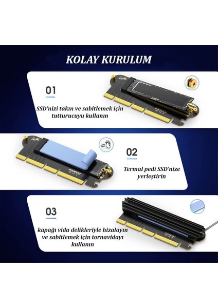 M.2 Nvme SSD Ngff To Pcie 4.0 (64GBPS) X16 M Key Kart Çevirici Soğutuculu Genişletme Kartı indirimleri