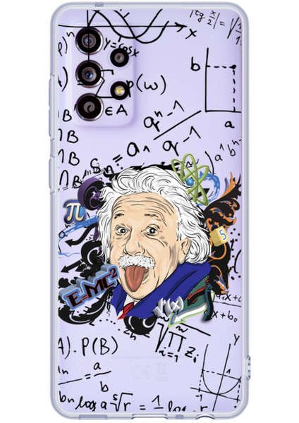 Samsung A73 Einstein In Formula Desenli Premium Şeffaf Silikon Kılıf