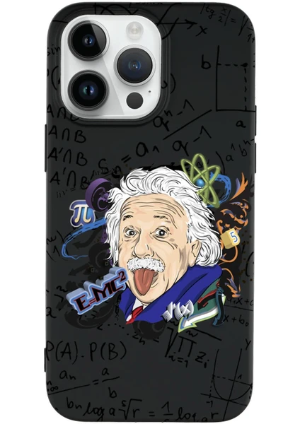 iPhone 14 Pro Max Einstein In Formula Desenli Premium Silikonlu Telefon Kılıfı