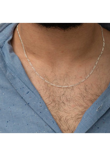 1.50 mm Gümüş Figaro Zincir - 0.40 Mikron fırsatları