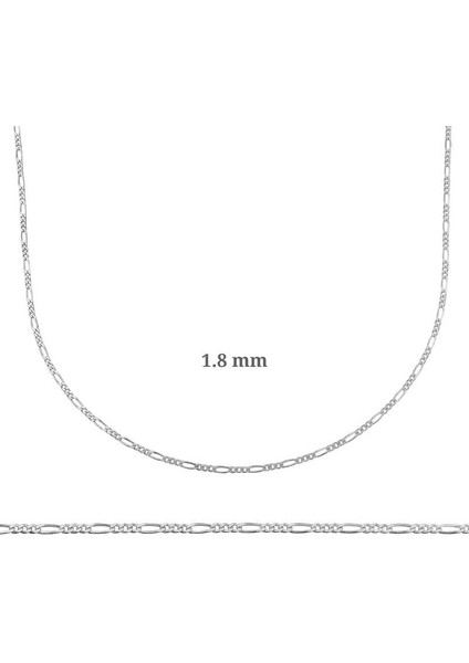 1.8 mm Gümüş Figaro Zincir - 0.50 Mikron fiyatları