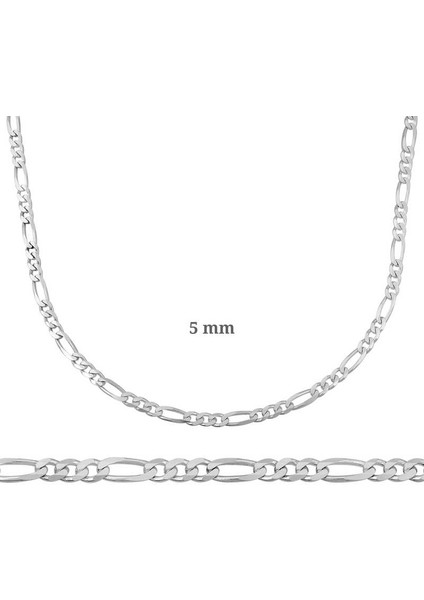 5 mm Gümüş Figaro Zincir - 140 Mikron fiyatları