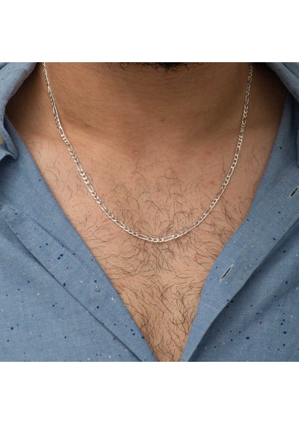 5 mm Gümüş Figaro Zincir - 140 Mikron fırsatları