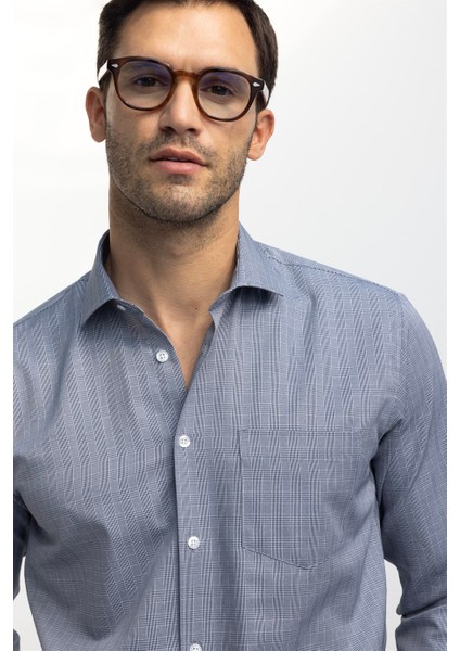 Klasik Fit Rahat Kalıp Ince Çizgili Pamuklu Kravatlık Yaka Erkek Gömlek fiyatları