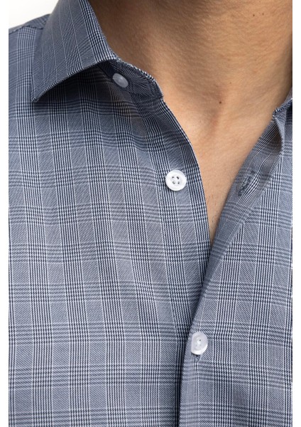 Klasik Fit Rahat Kalıp Ince Çizgili Pamuklu Kravatlık Yaka Erkek Gömlek modelleri