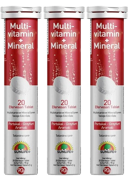 Multi Vitamin Mineral 20 Tablet 3'lü Set