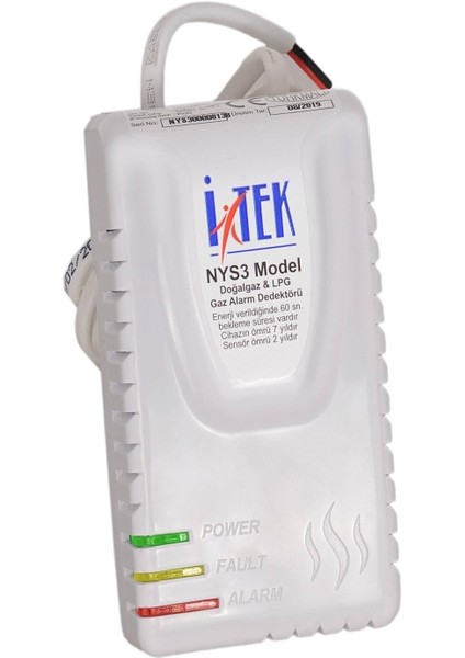 Itek Itek Doğalgaz Alarm Cihazı Nys-3 Model Gaz Dedektörü, Garantili Itek