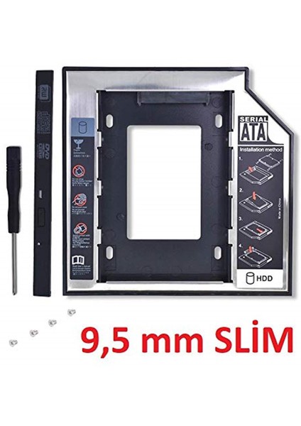 AL-4716 Sata HDD Harddisk Caddy Kızak Kutu SSD Notebook , Ikinci HDD Takma, 9.5 mm
