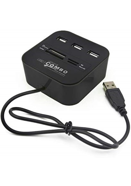 5043 USB Hub Çoklayıcı Kart Okuyucu, Siyah