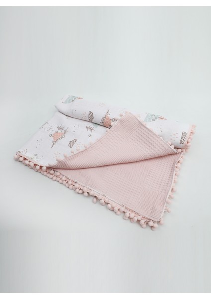 Müslin Pike Battaniye 100% Pamuk 110X100 Ölçülerinde Bebek Battaniyesi
