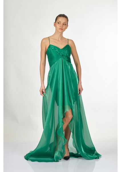 Straplez Midi Şifon Elbise - Asimetrik, Oversize, Özel Gün fiyatları