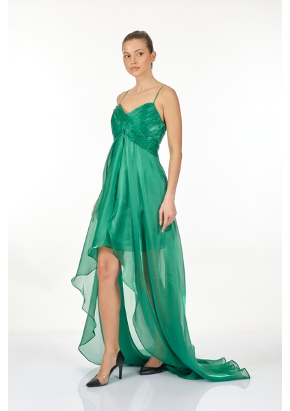 Straplez Midi Şifon Elbise - Asimetrik, Oversize, Özel Gün indirimleri