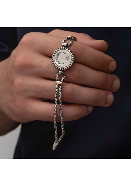 Gümüş Ay Yıldız Erkek Bileklik fırsatları