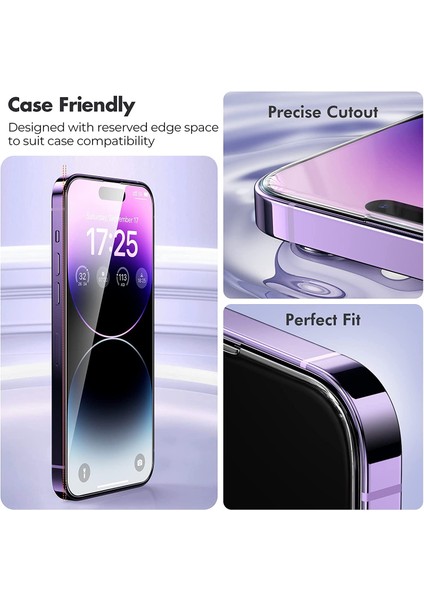 Case 4U Apple iPhone 14 Pro Max Temperli Ekran Koruyucu Kırılmaz Cam Ekonomik 3'lü Paket Şeffaf