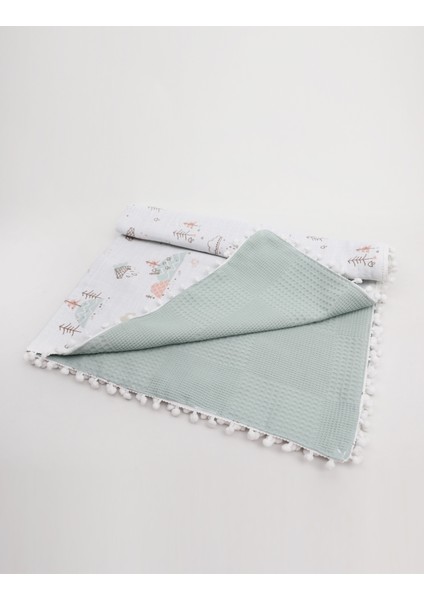 Müslin Pike Battaniye 100% Pamuk 110X100 Ölçülerinde Bebek Battaniyesi