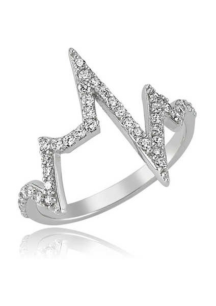 Gümüş Kalp Ritmi Bayan Yüzük