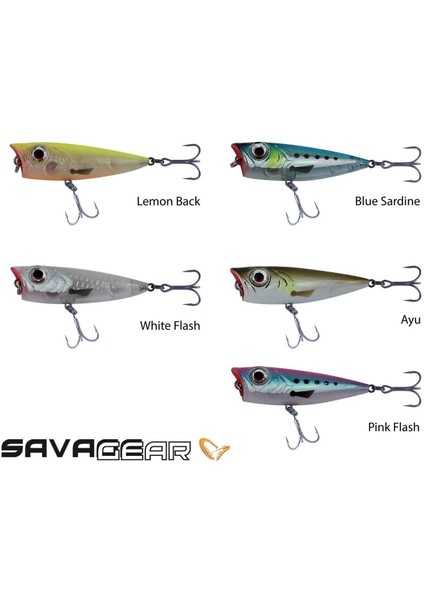 Savage Salt E-Sg 3D Mınnow Pop Walker 43 4.3cm 3g F White Flash 58014 13/4 In 1/8 Oz