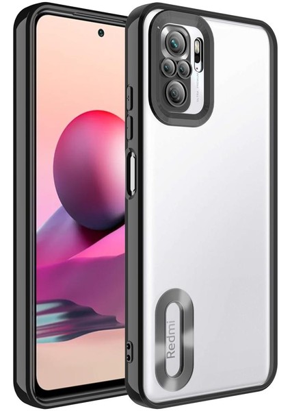 Xiaomi Redmi Note 10 Kılıf Kamera Korumalı Logo Gösteren Omega Kapak