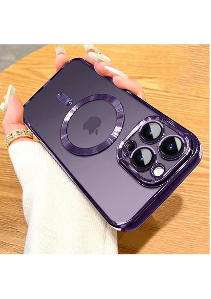i Phone 14 Pro (6.1) Kılıf Magsafe Şarj Özellikli Kamera ve Lens Korumalı Esnek Silikon Dempre Case