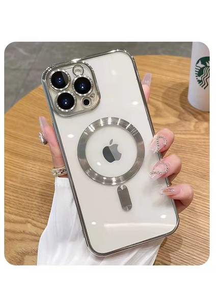 i Phone 13 Pro Max Kılıf Magsafe Şarj Özellikli Kamera ve Lens Korumalı Esnek Silikon Dempre Case