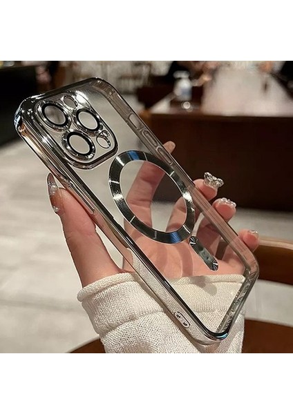 i Phone 13 Pro Max Kılıf Magsafe Şarj Özellikli Kamera ve Lens Korumalı Esnek Silikon Dempre Case