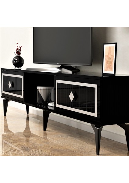 Cantek 150 cm Nil Tv Ünitesi Siyah-Gümüş fiyatları