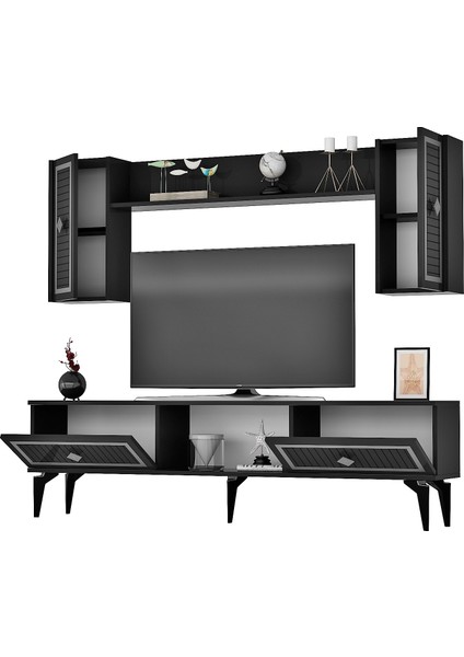 Cantek 150 cm Nil Tv Ünitesi Siyah-Gümüş fırsatları