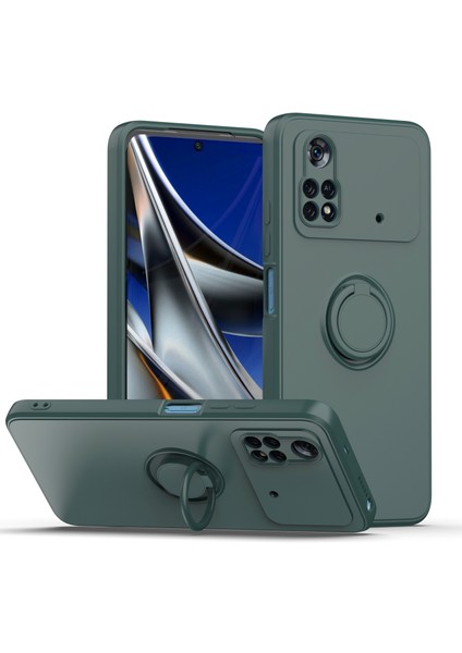 Xiaomi Poco M4 Pro 4g Için Ince Silikon Yüzük Stand Telefon Kılıfı - Yeşil (Yurt Dışından)