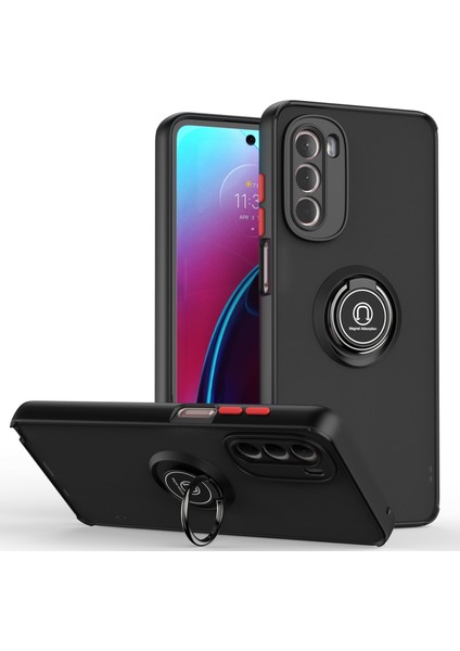 Motorola Moto G Stylus 5g 2022 Için Yüzük Stand Mat Sert Silikon Telefon Kılıfı - Siyah/kırmızı (Yurt Dışından)