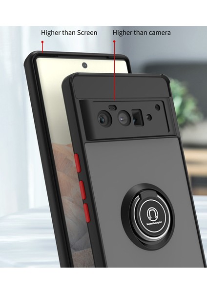 Google Pixel 6 Pro Için Yüzük Stand Mat Sert Silikon Telefon Kılıfı - Mavi (Yurt Dışından) fiyatları