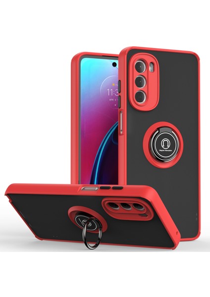 Motorola Moto G Stylus 5g 2022 Için Yüzük Stand Mat Sert Silikon Telefon Kılıfı - Kırmızı (Yurt Dışından)