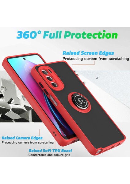 Motorola Moto G Stylus 5g 2022 Için Yüzük Stand Mat Sert Silikon Telefon Kılıfı - Kırmızı (Yurt Dışından) fiyatları