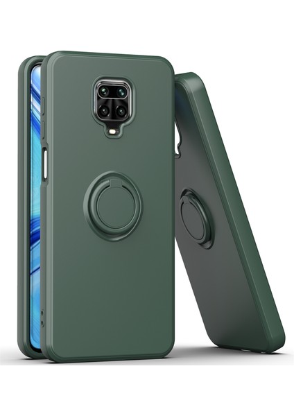 Xiaomi Redmi Note 9s/9 Pro/9 Pro Max Için Ince Silikon Yüzük Stand Telefon Kılıfı - Yeşil (Yurt Dışından)