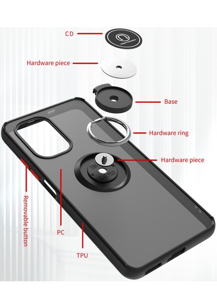 Xiaomi Redmi K40 / K40 Pro Için Yüzük Stand Mat Sert Silikon Telefon Kılıfı - Sarı (Yurt Dışından)