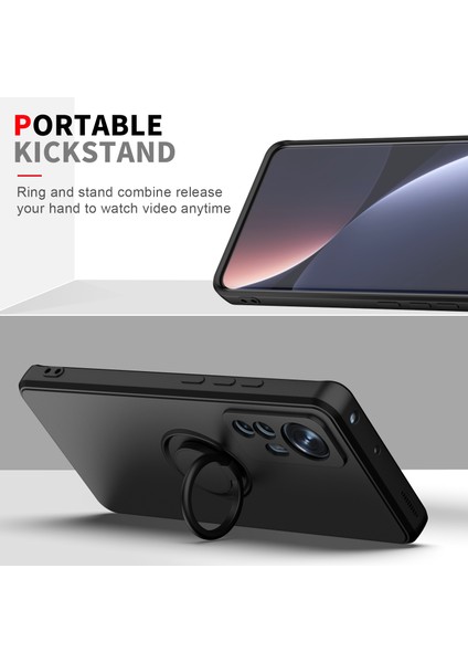 Xiaomi 12 Pro Için Ince Silikon Yüzük Stand Telefon Kılıfı - Koyu Kırmızı (Yurt Dışından)