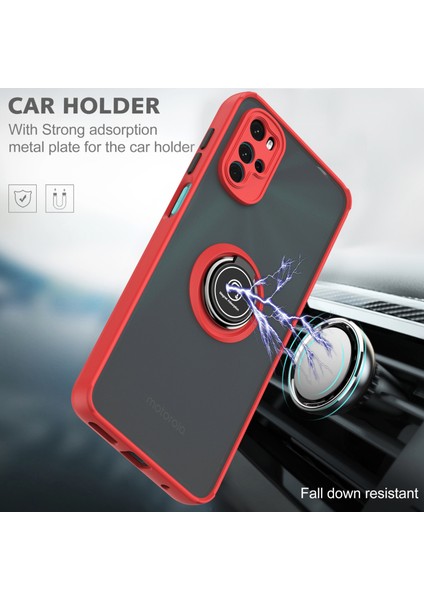 Motorola Moto G22 Için Yüzük Stand Mat Sert Silikon Telefon Kılıfı - Koyu Yeşil (Yurt Dışından) fırsatları