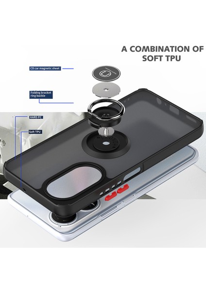 Honor X7 Için Yüzük Stand Mat Sert Silikon Telefon Kılıfı - Sarı (Yurt Dışından)