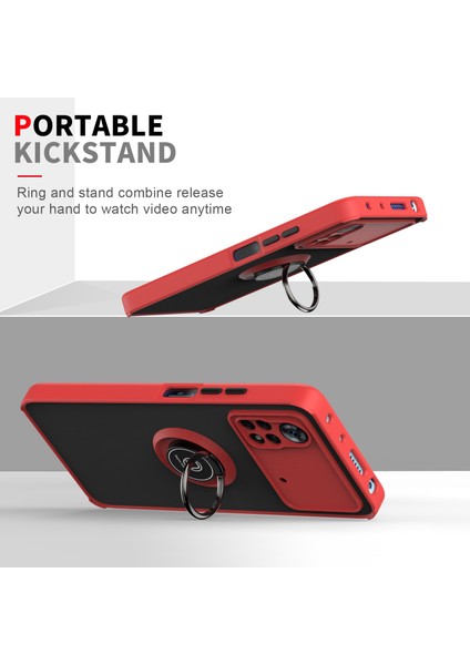 Xiaomi Poco M4 Pro 4g Için Yüzük Stand Mat Sert Silikon Telefon Kılıfı - Sarı (Yurt Dışından) indirimleri