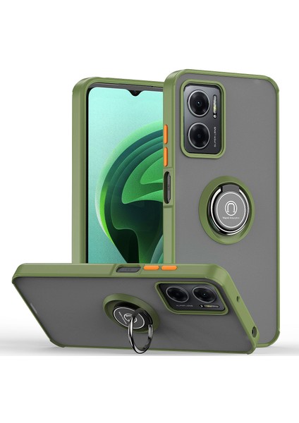 Xiaomi Redmi Note 11E Için Yüzük Stand Mat Sert Silikon Telefon Kılıfı - Yeşil (Yurt Dışından)