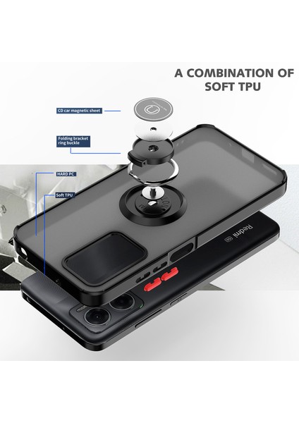 Xiaomi Redmi Note 11E Için Yüzük Stand Mat Sert Silikon Telefon Kılıfı - Yeşil (Yurt Dışından) modelleri
