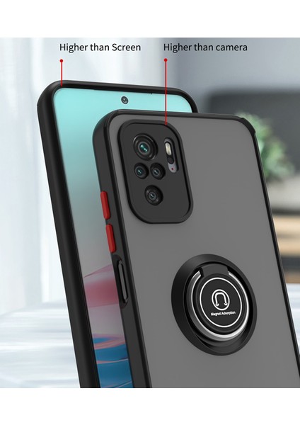 Xiaomi Redmi Note 10 Pro / Note 10PRO Max Için Yüzük Stand Mat Sert Silikon Telefon Kılıfı - Koyu Yeşil (Yurt Dışından) fiyatları