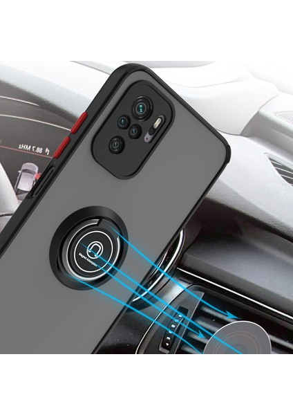 Xiaomi Redmi Note 10 Pro / Note 10PRO Max Için Yüzük Stand Mat Sert Silikon Telefon Kılıfı - Koyu Yeşil (Yurt Dışından) fırsatları