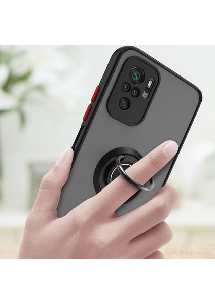 Xiaomi Redmi Note 10 Pro / Note 10PRO Max Için Yüzük Stand Mat Sert Silikon Telefon Kılıfı - Koyu Yeşil (Yurt Dışından) indirimleri