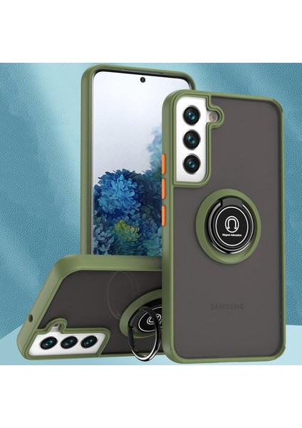 Samsung Galaxy S22 5g Için Yüzük Stand Mat Sert Silikon Telefon Kılıfı - Yeşil (Yurt Dışından)