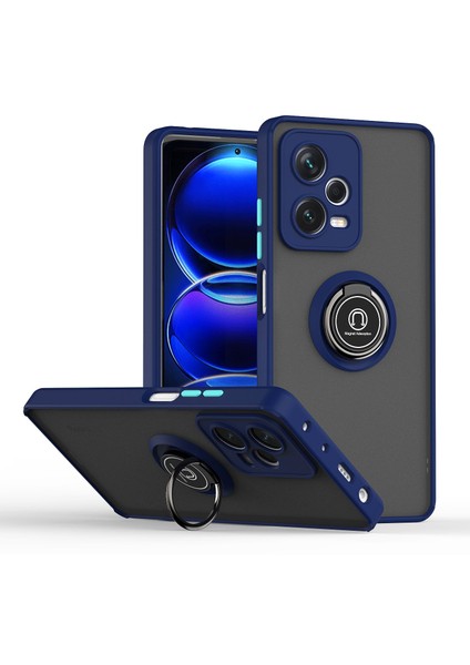 Xiaomi Redmi Note 12 Pro+ Için Yüzük Stand Mat Sert Silikon Telefon Kılıfı - Mavi (Yurt Dışından)