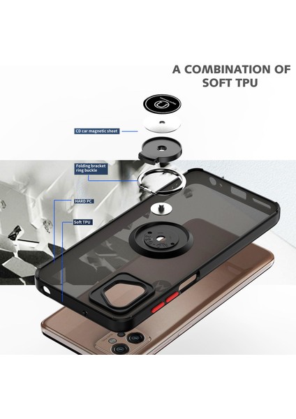 Motorola Moto G32 Için Yüzük Stand Mat Sert Silikon Telefon Kılıfı - Kırmızı (Yurt Dışından) modelleri